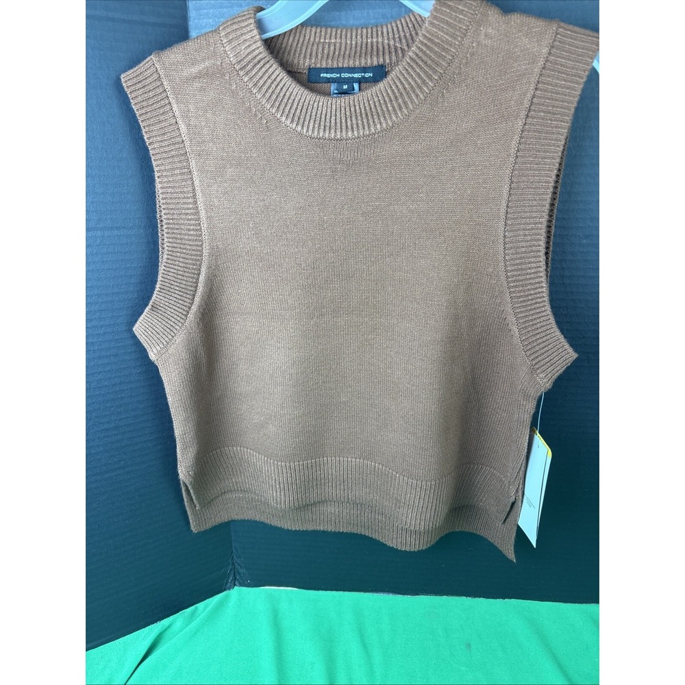 French Connection Womens Brown Sleeveless Pullover Sweater Vest Medium NEW
